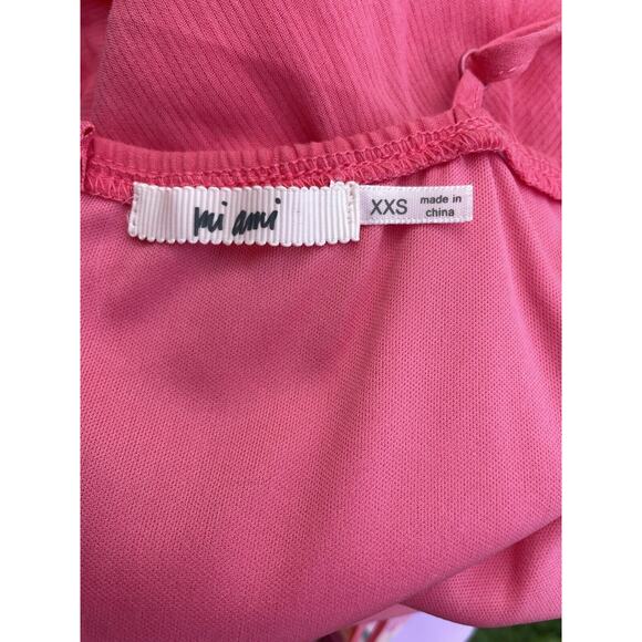Mi Ami Dress Womens XXS Pink Tiered Ruffle Sweatheart Sleeveless Mini Strappy - Picture 6 of 6